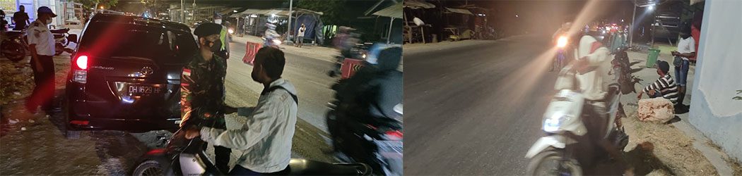 Tim Gabungan Pos PPKM Batas Kota Kupang Lakukan Operasi Prokes Kepada Masyarakat pada malam hari (Sabtu 31/07/2021)