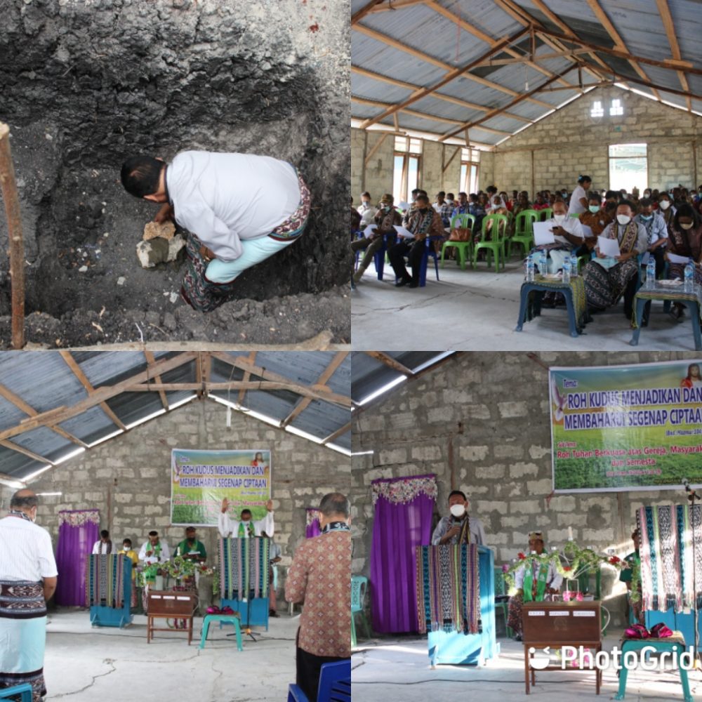 Bupati Kupang Korinus Masneno Letakan Batu Pertama Pembangunan Gereja Alfa Omega Oenunutono.