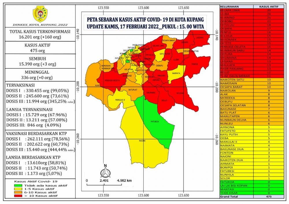 Foto. Peta Sebaran Covid-19, di Kota Kupang.