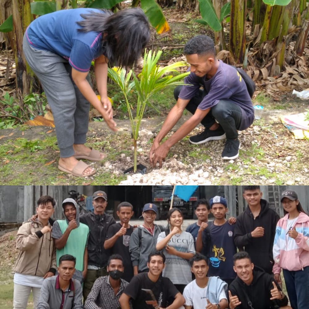 Foto. Komisariat Hukum UKAW, Gerakan Mahasiswa Kristen Indonesia Cabang Kupang lakukan pembersihan dan penanaman pohon.