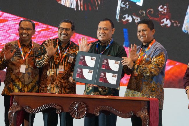 Foto. Peringatan Hari Antikorupsi Sedunia (Hakordia) Tahun 2022, Komisi Pemberantasan Korupsi (KPK) secara resmi meluncurkan Prangko Nilai Antikorupsi di Hotel Bidakara, Jakarta, (9/12/2022).