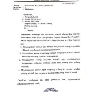 Maraknya Informasi Penculikan Anak, Dinas P dan K Kota Kupang Ambil Sikap