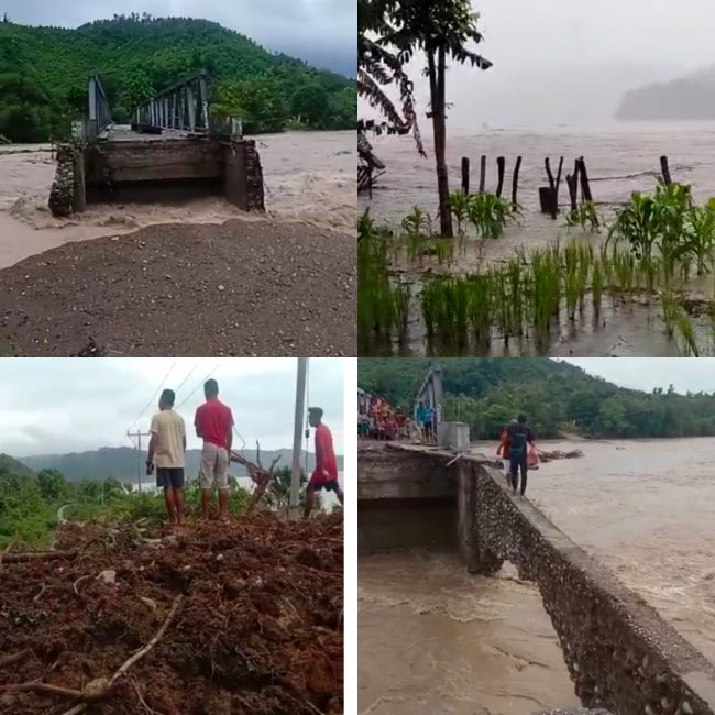 Akibat hujan deras yang melanda Kabupaten Kupang dan sekitarnya dalam beberapa ini, menyebab banjir dan longsor akibatnya ruas jalan  pantura menuju ke 5 Kecamatan di amfoang putus total.