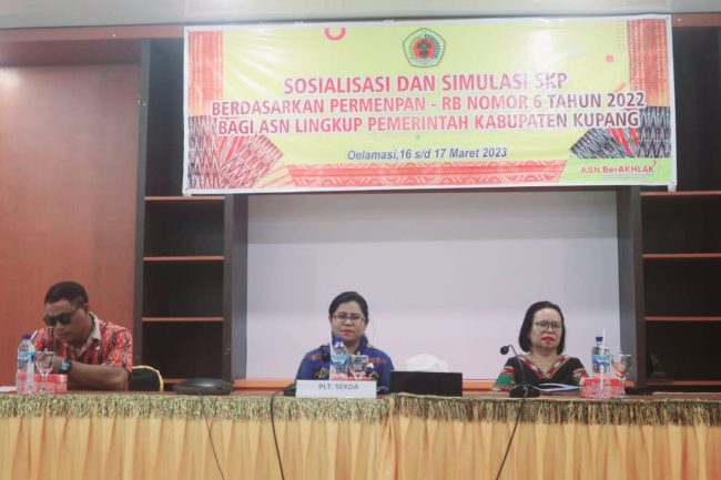 Foto. Buka Sosialisasi dan Simulasi SKP,  Plt. Sekda Kabupaten Kupang, Novita Foenay Berharap ASN Paham  Cara Susun SKP.
