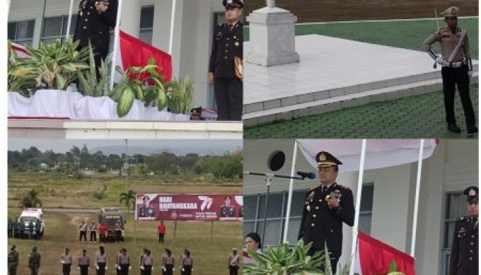 Peringati HUT Bhayangkara ke-77 Polres Kupang Gelar Upacara di Oelamasi