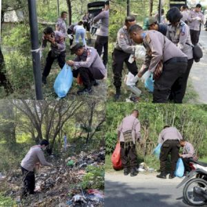 Sampah Plastik Berserakan di Pinggir Jalan Timor Raya, Polres Kupang Turun Tangan