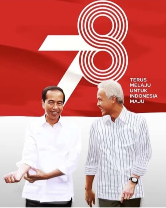 Foto. Logo HUT RI Ke 78, Adian Napitupulu: Clear Presiden RI Ke Delapan Kemeja Garis-Garis.
