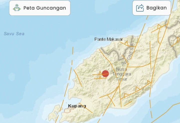 Foto. Gempa M 6,1 Guncang  NTT, Tidak Berpotensi Tsunami.