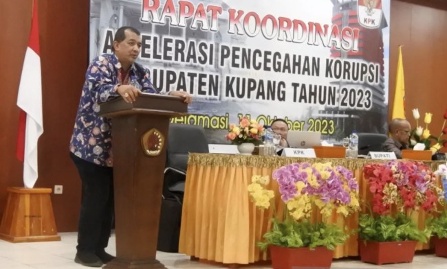 Foto. Komisi Pemberantasan Korupsi (KPK) hasil survei penilaian integritas (SPI) tahun 2022. Hasilnya, Pemerintah Daerah Kabupaten Kupang hasilnya masih sangat rendah dengan indeks 30 persen.