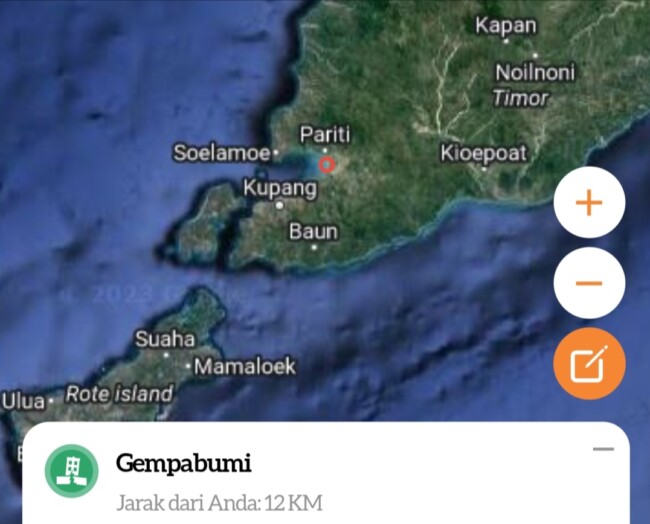 Foto. Gempa Bumi M 5,1 Kembali Guncang Kupang, Tidak Berpotensi Tsunami.