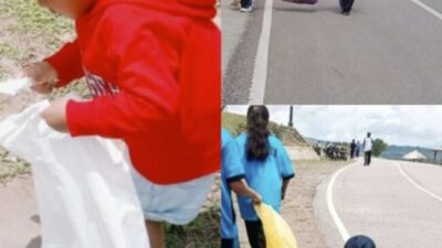 Foto. Viral Aksi Bocah 2, 7 Tahun Pungut Sampah di Obyek Wisata Bukit Humon Lelogama.