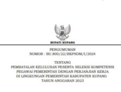 Pemerintah Kabupaten Kupang Batalkan Pengumuman Kelulusan PPPK 2023