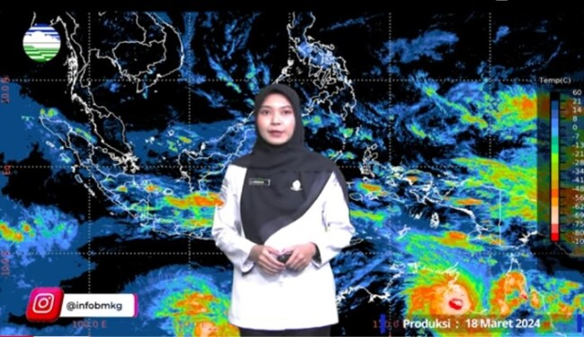 Foto. Prakiraan Cuaca Hari Ini, Selasa (19/3), BMKG: Bibit Siklon Tropis Megan Menjauhi Wilayah Indonesia.