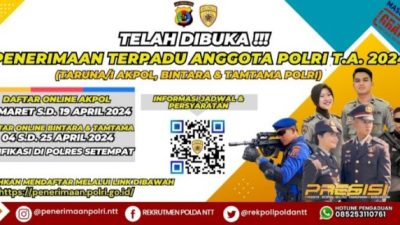 Foto. Polda NTT Buka Penerimaan Anggota Polri, Rekpro dan Disabilitas, Simak Jadwalnya.