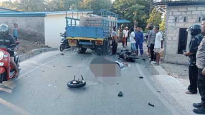Foto. Kecelakaan di Jalur Tarus Baumata, 1 Pemotor Meninggal Usia Tabrak Truk.
