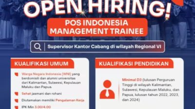 Foto. Segera Daftar! PT Pos Indonesia Buka Lowongan Kerja, Ini Kualifikasinya.
