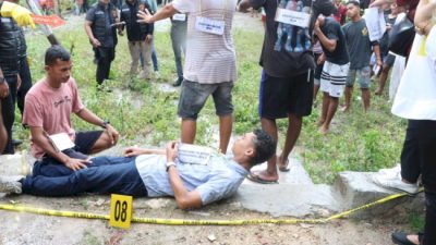 Foto. Polres Kupang Gelar Rekonstruksi Kasus Pengeroyokan di Pesta Pernikahan yang Berujung Maut.