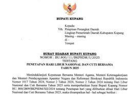 Pemkab Kupang Umumkan Hari Libur Nasional dan Cuti Bersama 2025