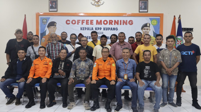 Jalin Kolaborasi, Kantor Pencarian dan Pertolongan Kupang Gelar Coffee Morning Bersama Insan Pers.