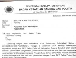 Catut Nama Bupati Kupang Terpilih, SKK Ormas Pelita Prabu Dicabut