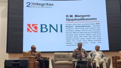 Foto. Perwakilan BNI 46 menyampaikan dukungannya dalam seminar pengusulan RM Margono sebagai Pahlawan Nasional.