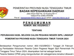Pemerintah Provinsi NTT Resmi Umumkan Perubahan Hasil Seleksi CPNS Tahun 2024