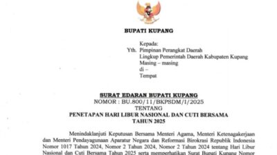 Foto. Pemkab Kupang Terbitkan Edaran Libur dan Cuti ASN Sambut Idul Fitri 1446 H.