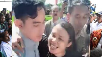 Momen perempuan di Kupang berusaha cium Wapres Gibran di Desa Baumata Utara, Kecamatan Taebenu.